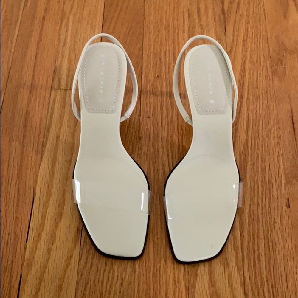 Zara low clear/beige heel.